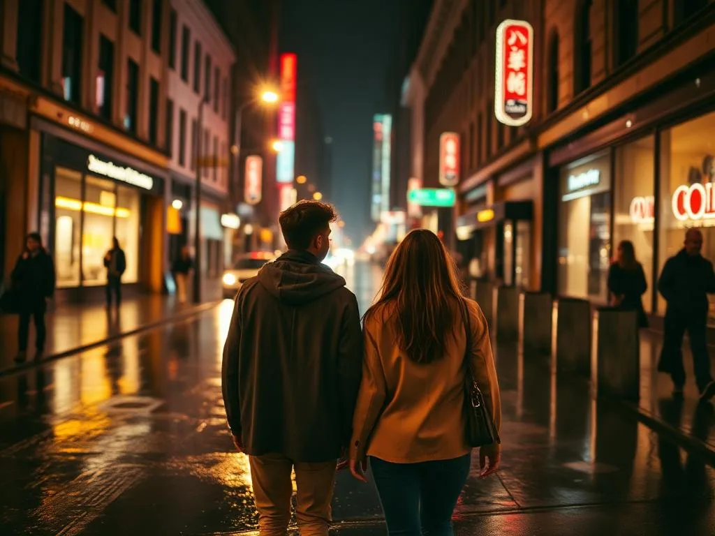 A rainy street and an argument about directions